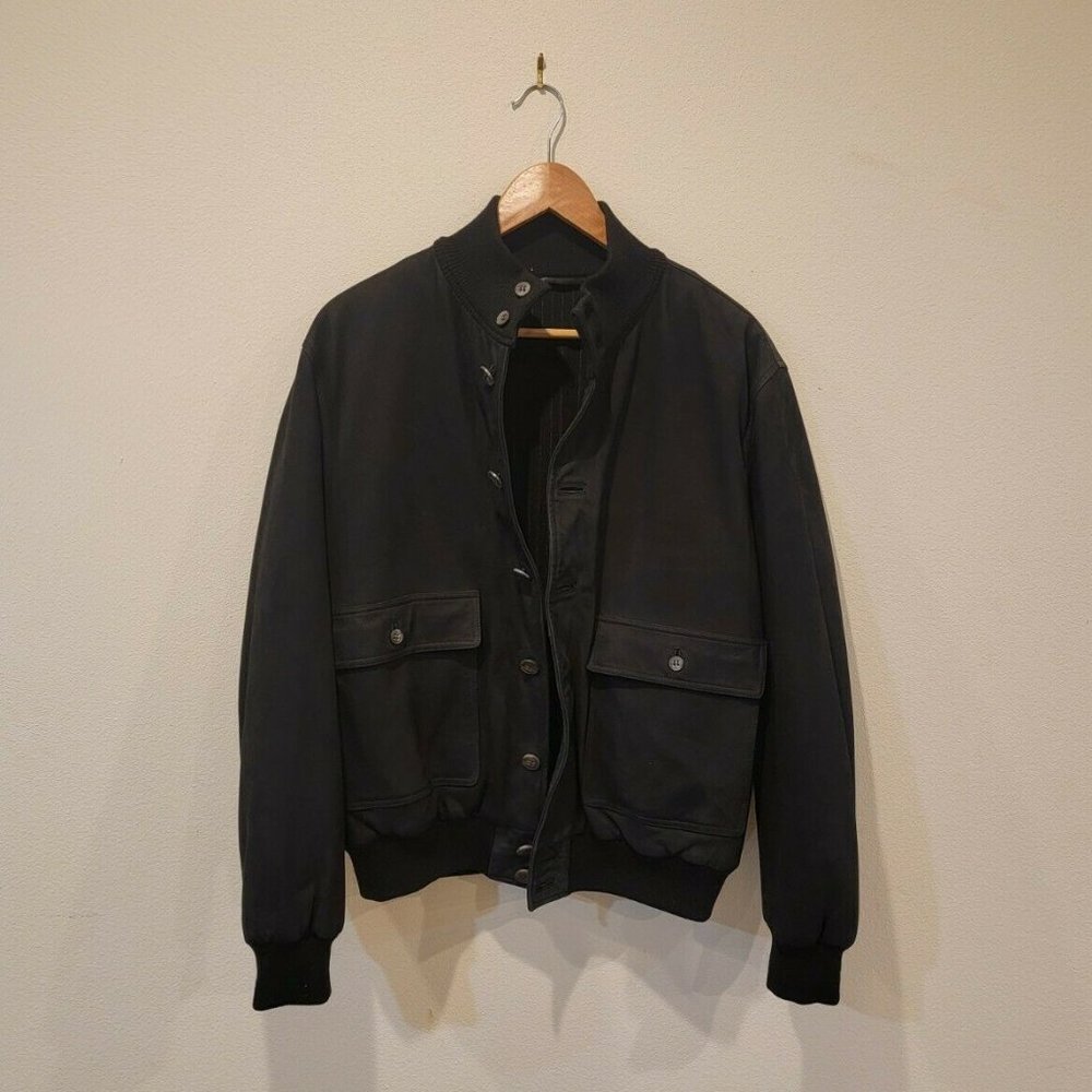Valstar Black Suede Wool Lined Heavyweight Bomber Jacket Men's Medium 40us